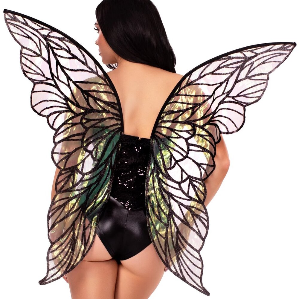 Black Iridescent Strapless Fairy Wings